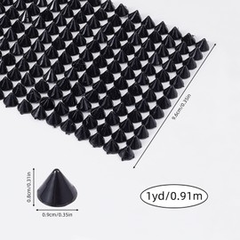 letsinstyle 1 Yard Resin Cone Flatback Spike Studs, Sew Stitch On Stud Mesh Rivets Beads Trims, Pyramid Rivet DIY Punk Rock Bead Trim for Clothing Craft Decoration