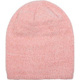 styleBREAKER Unisex Chenille Beanie Hat Plain with Fleece Lining Winter Slouch Long Beanie 04024162, Antique Pink