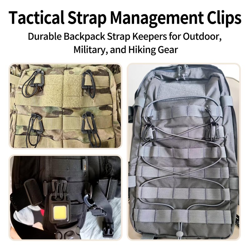 YAFIYGI 8Pcs Web Dominator Molle Strap Keepers with Elastic String