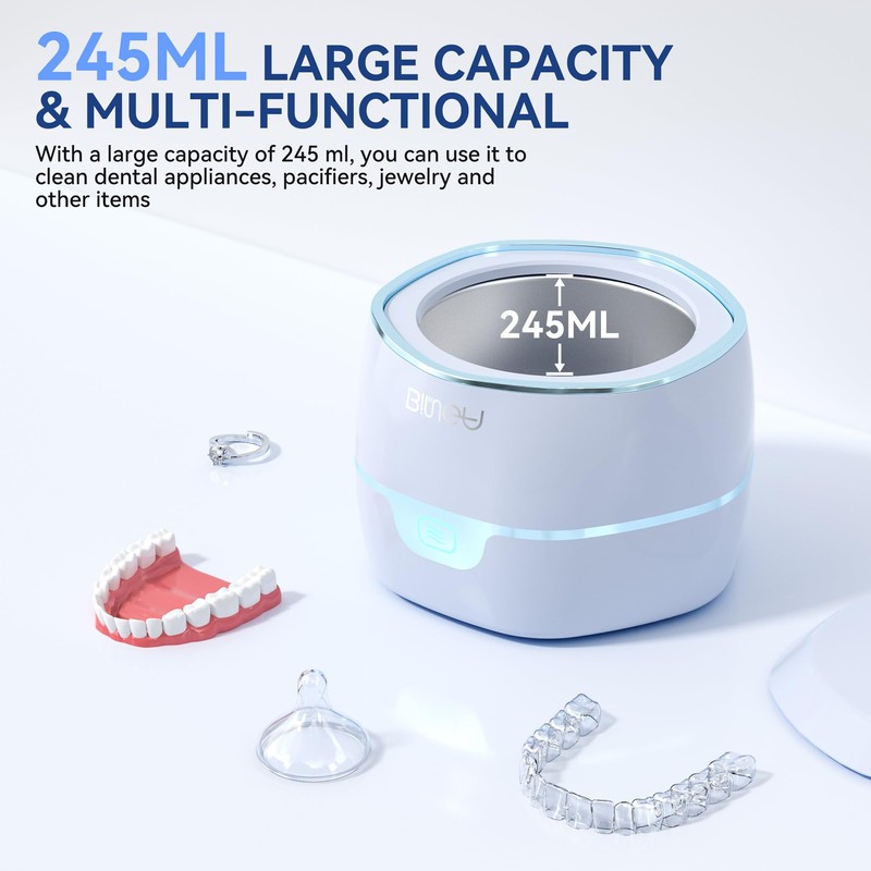 Ultrasonic Retention Cleaner,45kHzRetainer Cleaner Machine for Denture, Mouth Guard, Night