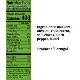 Nuri Mackerel Spiced in Olive Oil | 4 Pack | Product of Portugal | Premium Wild Caught, Hand Selected and Packaged | 100% Natural | Gourmet fish in 4.4 oz can (125 Gram)