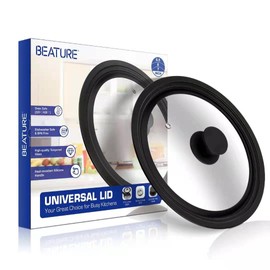 Universal Lid for Pots, Pans and Skillets - Tempered Glass Lid with Heat Resistant Silicone Rim Fits 7" - 8.5" Diameter Cookware, Replacement Lid for Frying Pan and Cast Iron Skillet (7"8"8.5")