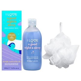 I LOVE Good Nights Sleep Bathtime Treats Bath and Shower Gel - Body Wash and Body Exfoliator Scrub for Smooth Skin - Calming Lavender Scent - 1 pc