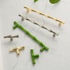ESreake 6Pcs Bamboo Shape Solid Zinc Alloy Cabinet Knobs Handle