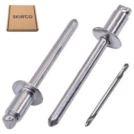 SKIR'CO (Pack of 100) Aluminium Blind Rivets 4.8 x 8 mm, Aluminium Mandrel, Pop Rivets, Dome Head, One Drill Included
