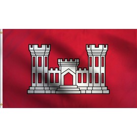 DMSE Army Corps Of Engineers US Military Flag 3X5 Ft Foot 100% Polyester 100D Flag UV Resistant (3' X 5' Foot)