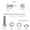 80 Pieces M5 x 16 Stainless Steel Hexagon Screws with