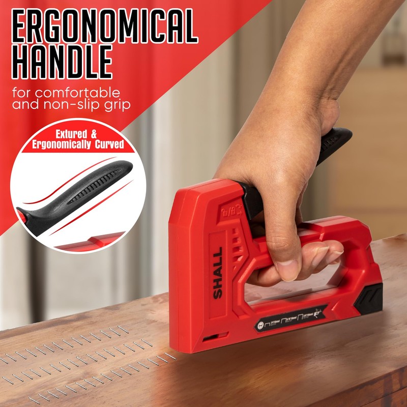 SHALL Light Duty Staple Gun for Wood - Red Upholstery