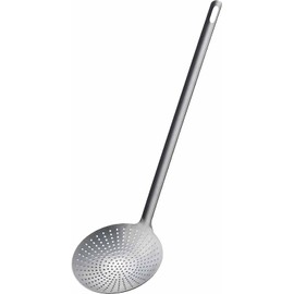 Shimomura Kihan Seamless Frying Debris Catcher II 【Made in Japan】 Dishwasher Safe Smooth Oil Separation Easy to Clean Durable Holed Ladle Simple Matt Silver Stainless Steel Yonezawa 44886