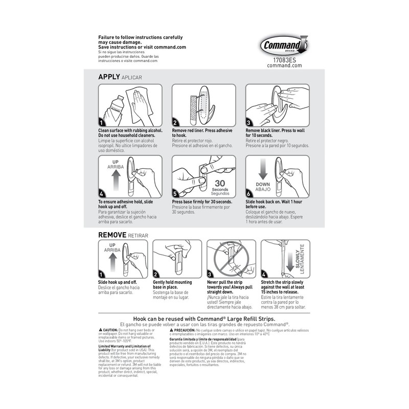 Command Large Designer Hook, Holds up to 5 lb, 1