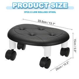 PATIKIL Low Rolling Stool with 360°Swivel Wheels for Cleaning Kitchen Floor Lower Cabinets Baseboards, Packing and Playing Drawing, Black