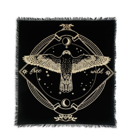 Indian Consigners Altar Cloth Golden Lucky Free Wild Owl Witchcraft Alter Tarot Spread Top Cloth Wicca Square Spiritual 24 by 24 Sacred Cloth (Golden Owl)