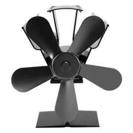Wood Stove Fan 5 Blades Fireplace Fan Heat Powered Stove Fan for Wood Burning Stove Pellet Log Burner Fireplace Vertical Rectangular Black