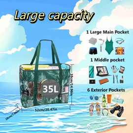 Irunfast Large Mesh Beach Bag, 35L Extra Large Mesh Tote Bags for Women Lightweight and Foldable Summer Beach Bags with Zip Reusable Shopping Bag for Picnic Gym Holiday Travel