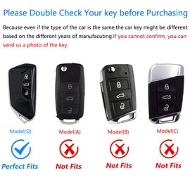 Ocezbiis For Volkswagen Key Fob Cover with Keychain,Zinc Alloy Protection Car Key Case Accessories for 2020-2024 ID4 ID3 Skoda MK8 GTI Golf Octavia Ateca Silicone Smart Keyshell(For VW Model D Silver)