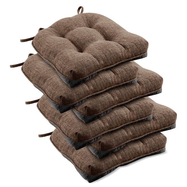 downluxe Indoor Chair Cushions for Dining Chairs, Tufted Overstuffed Textured