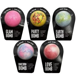 Da Bomb Bath Fizzers w Surprise 5 Piece Set Glam Earth Party Unicorn Love 3.5 oz
