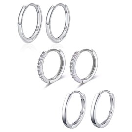 Cscreolen 925 Silver Small for Girls Heart Earrings for Women Hoop Earrings Silver 925 Stud Earrings Real Silver Women's Stud Earrings Silver 925 2 Pieces, Silver