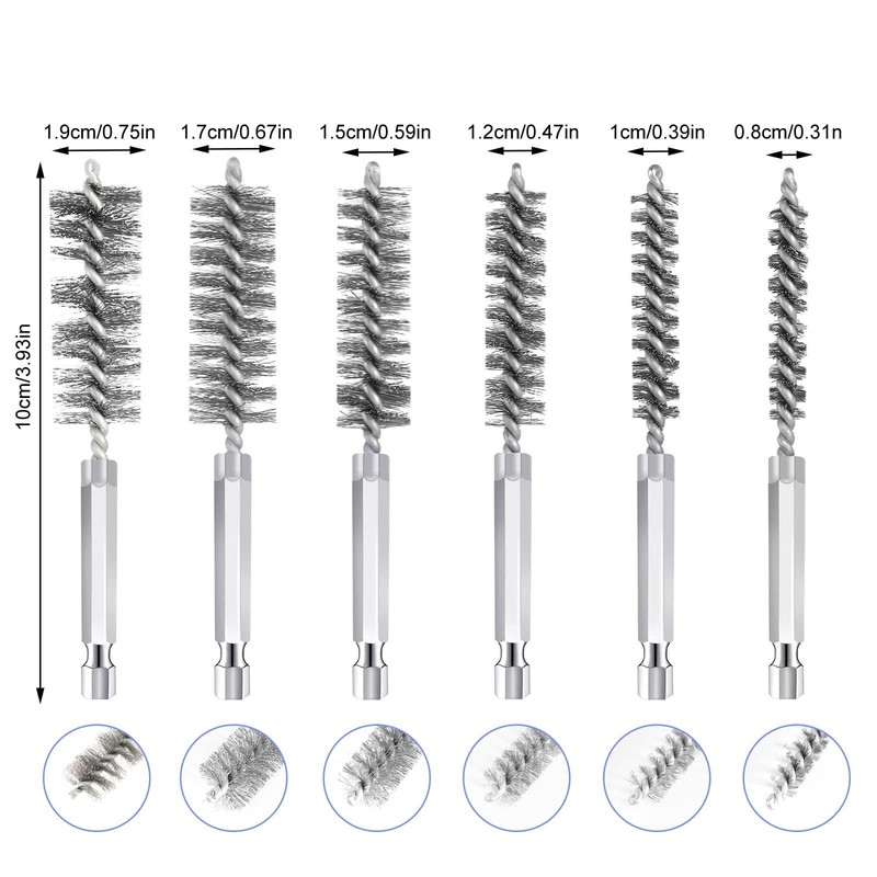 Pack of 6 Wire Brush Drill, Stainless Steel Cleaning Brush