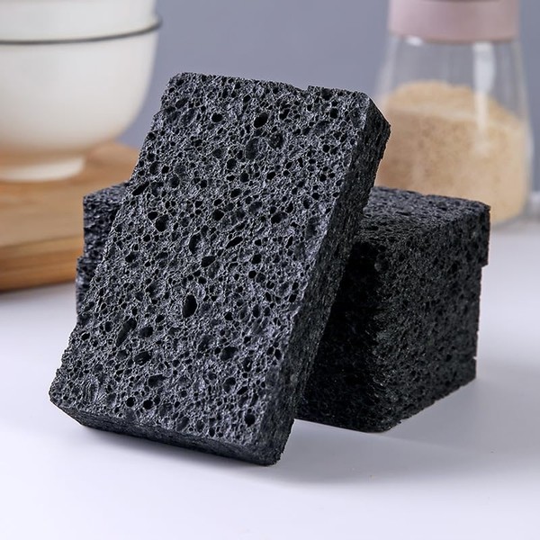 Spunspon 12 - Pack Non-Scratch Scrub Sponges - Sponges for Dishes and Washing Dishes, Cleaning Sponges for Kitchen Home and More（Black）