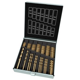 MACXCOIP Cobalt Drill Bit Set, 100Pcs M35 High Speed Steel Jobber Length Drill Bit Kit for Hardened Metal, Stainless Steel, Cast Iron, Wood and Plastic, with Index Storage Case, 3/64"-3/8"