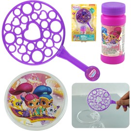 Shimmer and Shine Bubble Maker with Tray and Solution 50ml, Bubble Wand Set for Kids Summer Party Favors, Bubble Making Set for Children Summer Fun in Garden