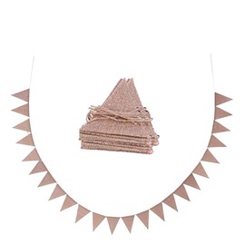 DAHI Bunting 2 Pieces Vintage Bunting Banner Bunting Garland with 48 Pieces Triangle Flags for Wedding, Party (Brown)