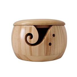 rflaueo Bamboo Yarn Bowl with Lid Bamboo Pine Wool Holder Organizer for Knitting Crochet for Crochet Knitting DIY Crafts Gift(U59-1)