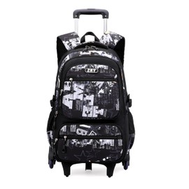 NIWEIYA Rolling Backpack for Boys School Backpack with Wheels for Boys Wheeled Bookbags Trolley School Bags for Teens