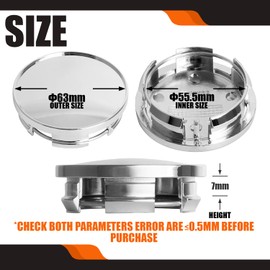 TMS 6KF18TRMAA - Tapas centrales de rueda de 2.5 pulgadas de 63 mm para Dodge RAM 1500 tapacubos de llanta, paquete de 4 (cromo, exterior de 63 mm, interior de 56 mm)