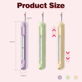 JClorix 2-in-1 Needle Threader & Seam Ripper Set – 3 Piece Automatic Threading Tool for Sewing Machines & Hand Sewing for Seniors, DIY & Sewing Enthusiasts (Purple, Green, Beige)