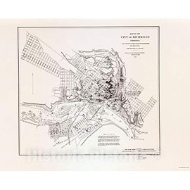 Historic 1961 Wall Map - Selected Civil War maps : reproduced from Originals Made by The U.S. Coast Survey, 1861-65 - City of Richmond, 1864 - Civil War maps 24in x 18in