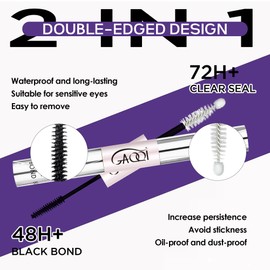 GAQQI GAQQI Lash Bond and Seal + Bond and Remover Set, Waterproof Lash Cluster Glue, Strong Hold Eyelash Glue Set 2Pcs 10ml+10ml