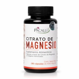PACALLI Citrato de Magnesio 600mg - 90 Cápsulas con Colágeno