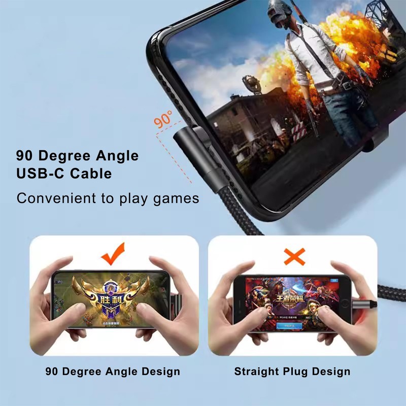 wininks Angle USB C to USB C Cable, 6FT 65W