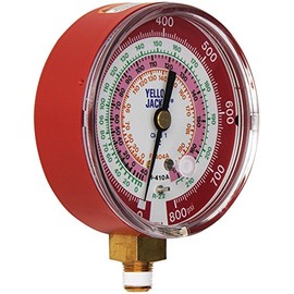 Yellow Jacket 49137 3-1/8" Red Pressure, 0-800 psi, R-22/404A/410A Gauge Degrees F