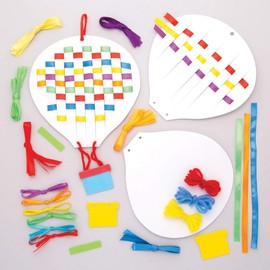 Baker Ross Braiding Craft Kits "Hot Air Balloons" (Pack of 6) - Ribbons and Stencils for Kids to Design