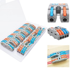 CTRICALVER Lever Connectors, Screw Terminal Block Set, Quick Wiring for Surface Wiring, 2 Inputs 4 Outputs, Set of 8