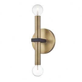 Mitzi H296102-AGB/BK Colette - 2 Light Wall Sconce 12.25 inches Tall and 4.75 inches Wide - Aged Brass/Black