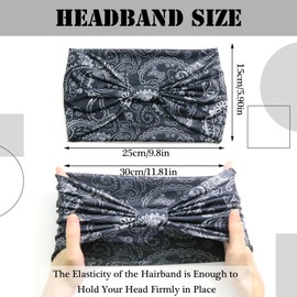 SAWINDA Wide Headbands for Women Boho Stretchy Non-Slip Head Bands for Women's Hair Twist Knot Print Head Wraps Vintage African Womens Head Bands Yoga Sports Turbans Hair Accessories 3 Pack