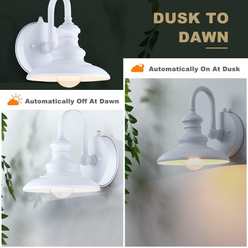 LONEDRUID Dusk to Dawn Sensor Outdoor Gooseneck Barn Light Fixtures