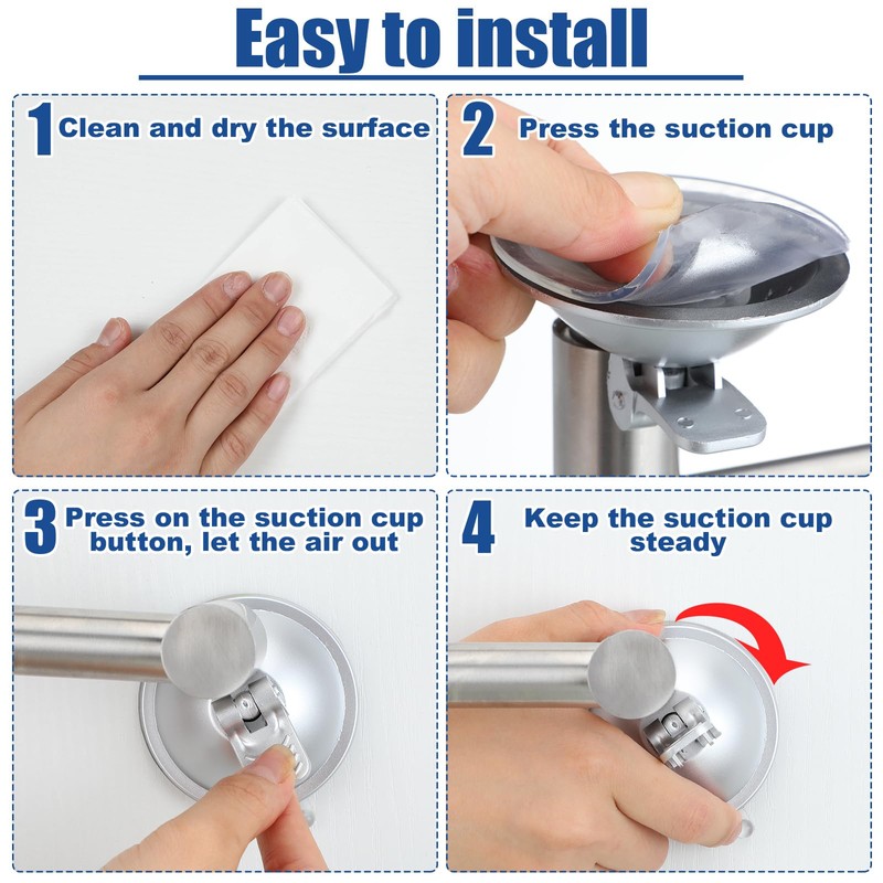 Adjustable 16-27" Suction Cup Towel Bar Extendable Suction Cup Towel