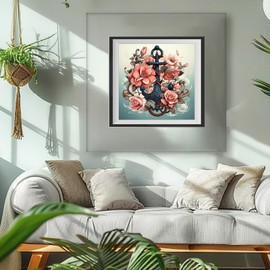 MAXBYE Floral Vine Diamond Painting Kits for Adults, Flower and Anchor 5D DIY Diamond Art Kits, Full Drill Diamond Gem Arts for Wall Decor Gem Arts 12x12 inch