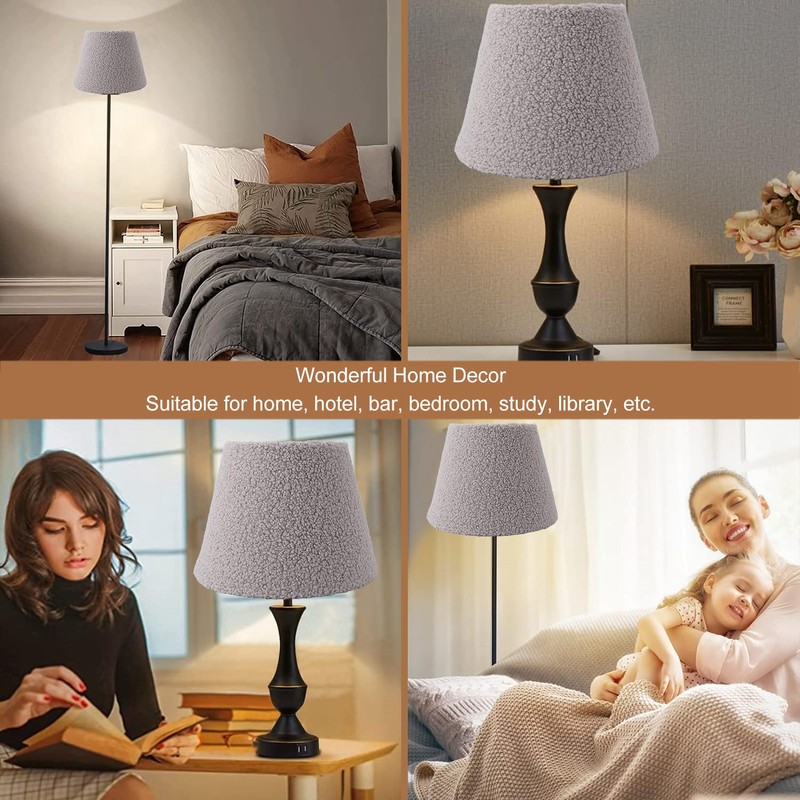 Table Lamp Shade Plush Cloth Tapered Simple Exquisite Lampshade for
