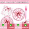 ZJJZOAA 75 Pcs Pink Bow Party Supplies,7 Inch Party Dessert