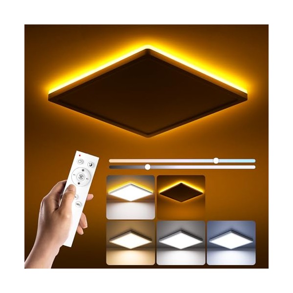 BLNAN BLNAN LED Deckenleuchte Flach Dimmbar, 24W Deckenlampe mit Fernbedienung,