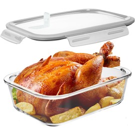 Razab 2700ml / 92 Oz / 11 Cups Large Glass Food Storage Containers with Lids, BPA Free, Snap Locking Airtight & Leakproof Lids - Ideal for Baking, Casserole & Roasting - Freezer, Microwave & Oven Safe