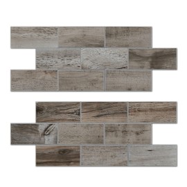 KASARO Peel and Stick Backsplash Wall Tile for Kitchen, 20-Sheet Subway Adhesive PVC Mosaic Tiles Decorative Backsplash Tiles Stick on Bathroom, Fireplace, RV, Brown Rustic