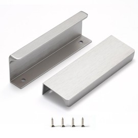 sunlithor Finger Pull for Cabinets Kitchen Drawer knobs Low Profile Door Dresser Bathroom Long Cupboard Cabinet Pulls Handles Aluminum 10 Pack Brushed Nickel 4.72" Easy Installation
