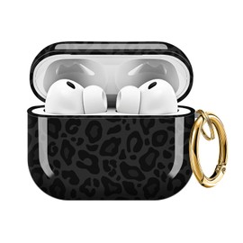 ZEKICE for AirPods Pro 3 Case, Compatible with AirPods Pro 3rd Generation Case (2025), Shockproof Protective Cover with Golden Carabine (Grey and Black Leopard)
